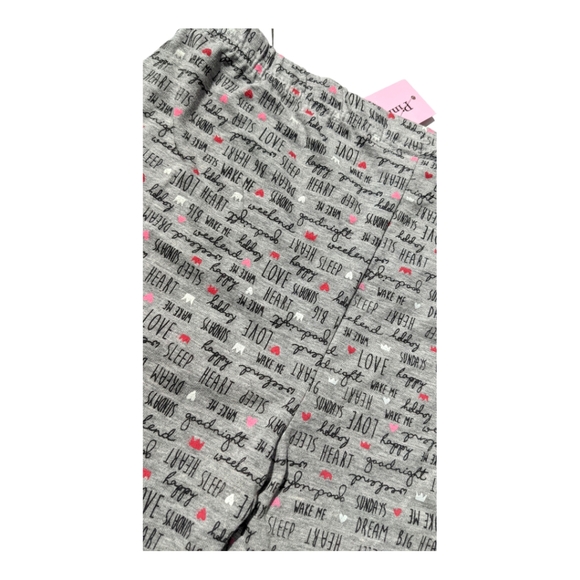 Pink Angel Girls 10-12 Grey Heart/Wake Me/Crown Sleep Pants - Picture 5 of 7